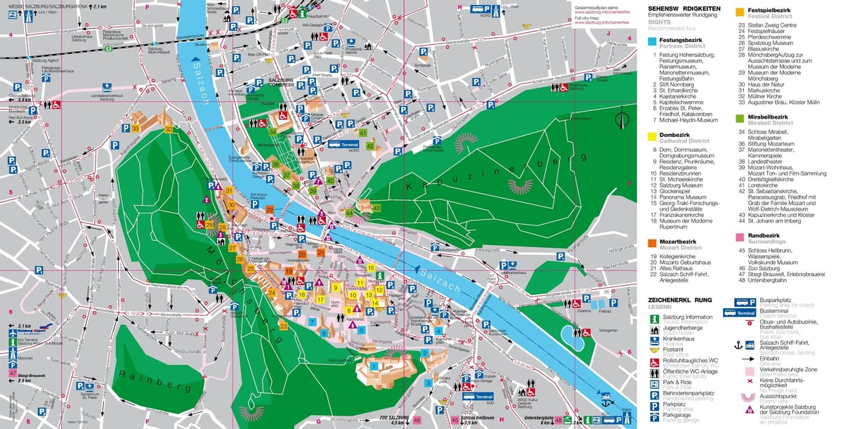 kat jeyografik nan kat jeyografik la touris nan salzbourg, otrich
